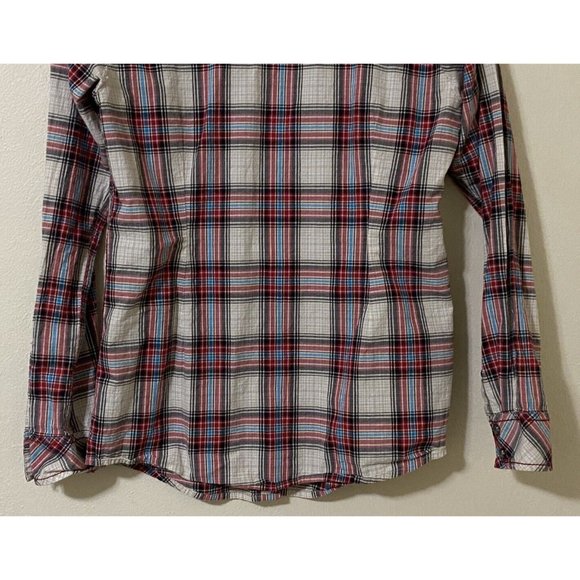 Ariat Women's Western Long Sleeve Metal Snap Button Small Plaid Shirt Red Gray - Picture 6 of 9